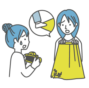 服が破れた